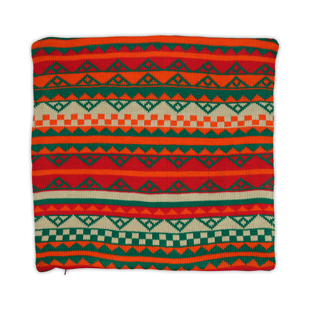 Colorful geometric textile square for a Winter Scandinavian cushion cover